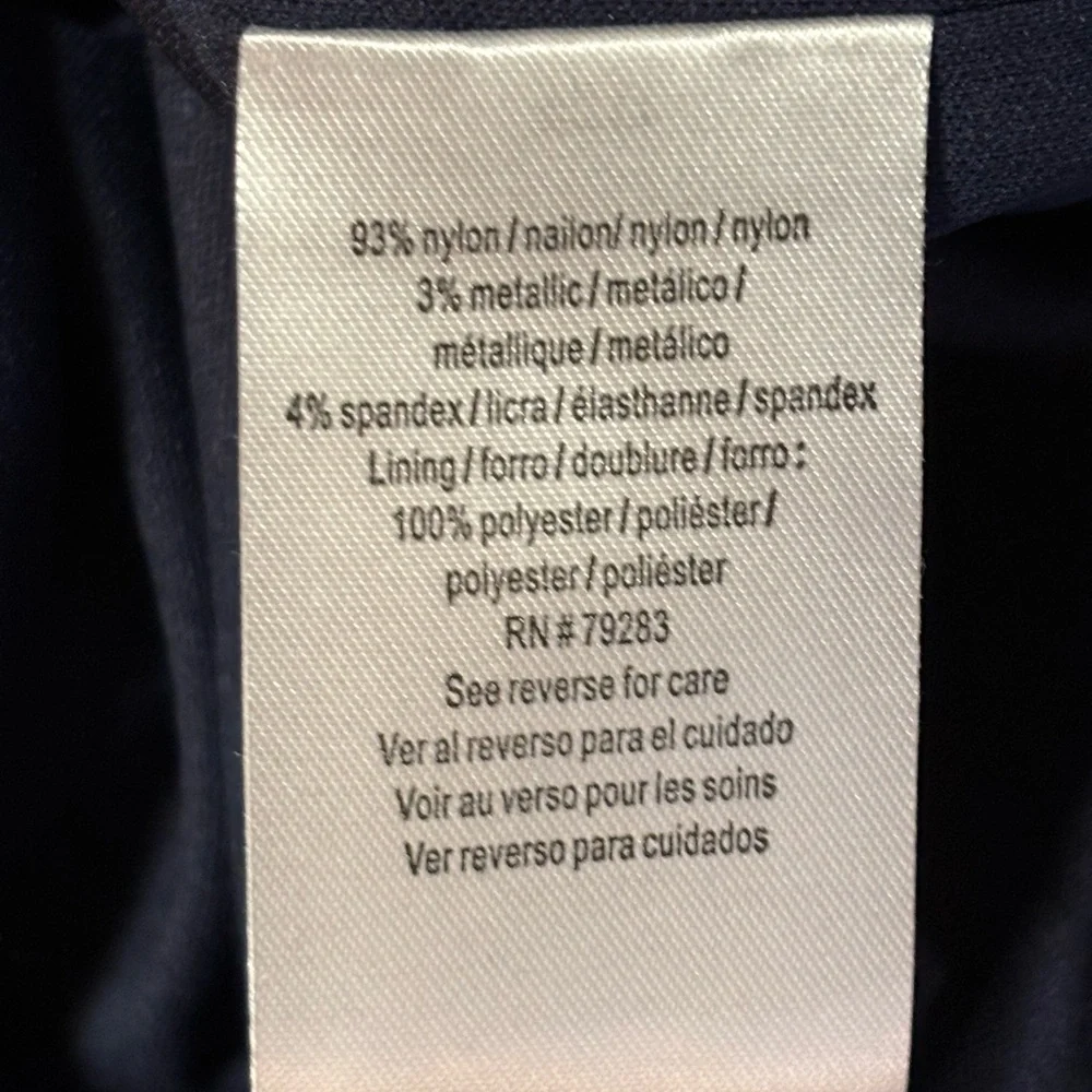 Alex Evenings Sparkly Navy Ruched Cocktail Dress, size 12P - Picture 4 of 10